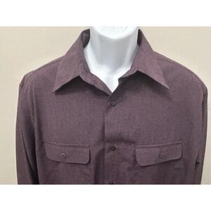Joseph Abboud Men's L Button Up Shirt Heathered Purple Long Sleeve Dual Pocket